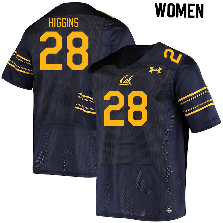 Women #28 Kaleb Higgins California Golden Bears College Football Jerseys Stitched Sale-Navy